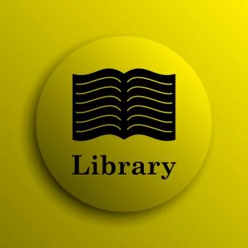 Library icon. Yellow internet button.. Stock Illustration