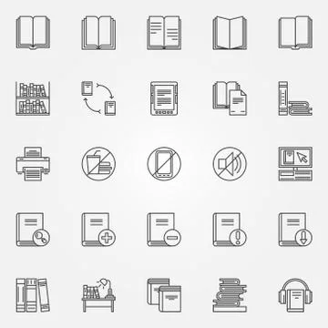 Library icons set 스톡 일러스트