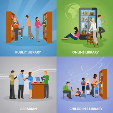 Library Icons Set Stock Illustration