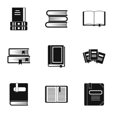 Library icons set, simple style Illustrazione stock