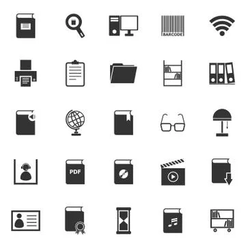 Library icons on white background Stock Illustration