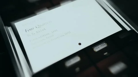 Library index card system showing book data from 1943 Stock Footage 334942920