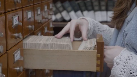 Library Index Drawers 4K Stock Footage 105803081
