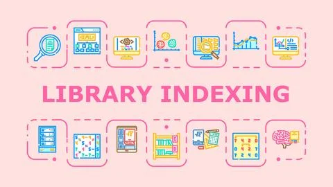 Library indexing banner icon vector illustration Stock Illustration