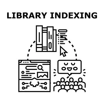 Library indexing digital information for public access Stock Illustration