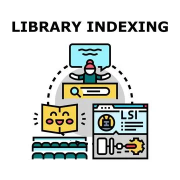 Library indexing system creating order and finding data Stock Illustration