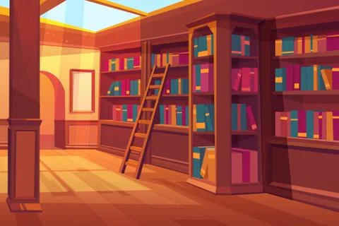 Library interior empty room for books reading Stock Illustration