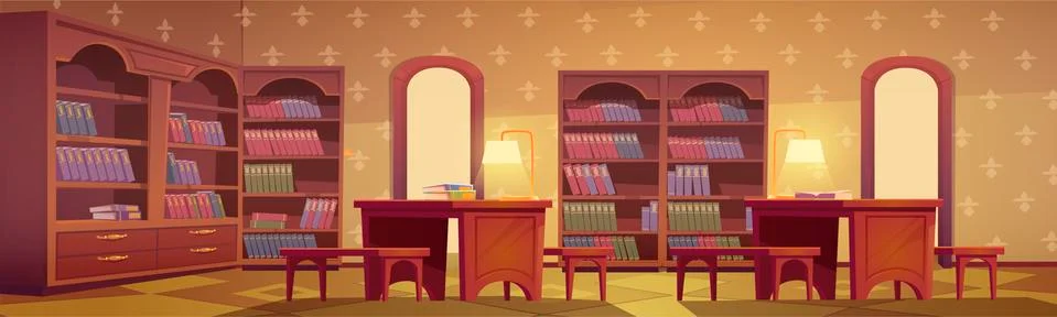 Library interior empty room for books reading Stock Illustration