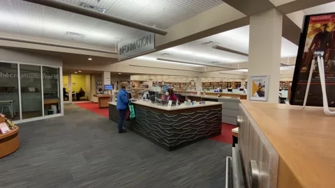 Library Interior - information Desk Stock Footage 174409396