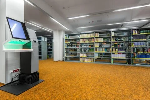 Library interior with modern technology Stock Photos