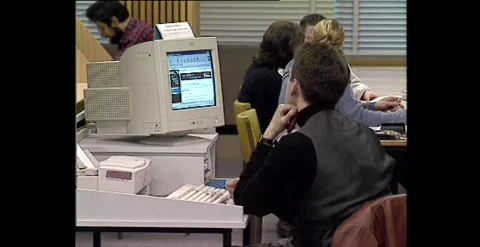 Library Internet Access, Australia (1998) Stock Footage 317736298