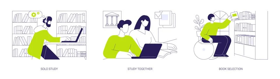 Library isolated cartoon vector illustrations se Stock Illustration