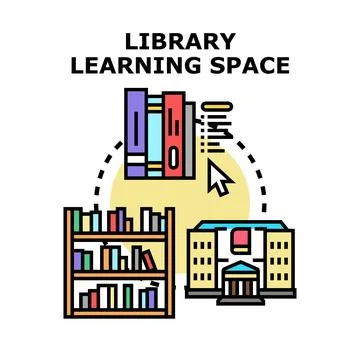 Library learning space concept for education and research Stock Illustration