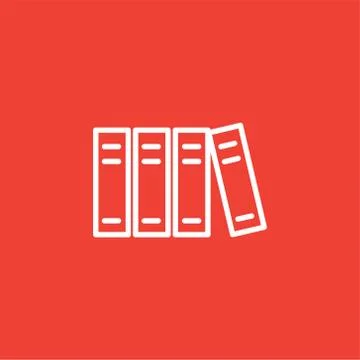Library Line Icon On Red Background. Red Flat Style Vector Illustration Stock Illustration