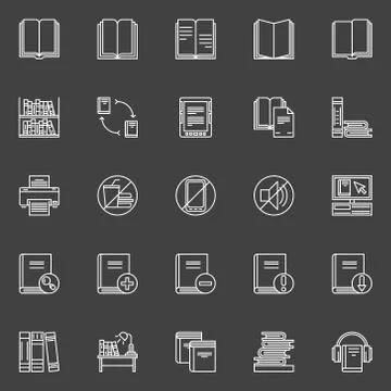 Library linear icons set Stock Illustration