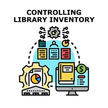 Library management system controlling inventory and digital resources Stock Illustration