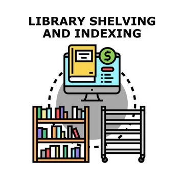 Library management system for shelving and indexing books Stock Illustration