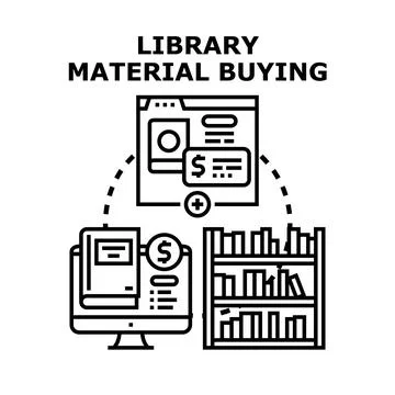 Library material buying process for educational literature Stockillustratie