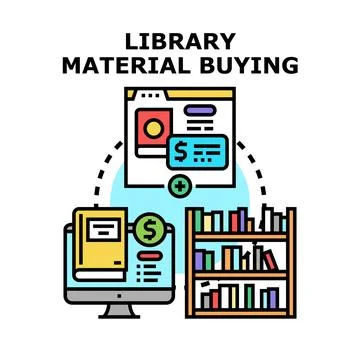 Library material buying process for educational literature Stock Illustration