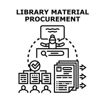 Library material procurement process organizing documents and resources Stock Illustration