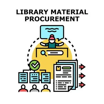 Library material procurement process organizing documents and resources Stock Illustration