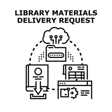 Library materials delivery request concept illustration Stock Illustration