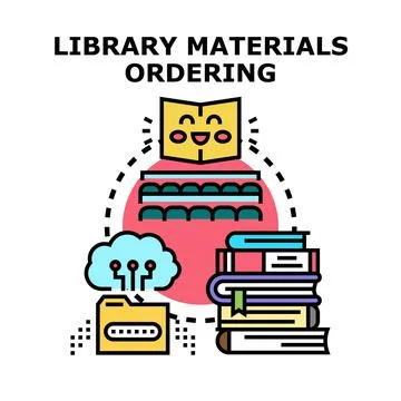Library materials ordering and online reservation concept Ilustração Stock