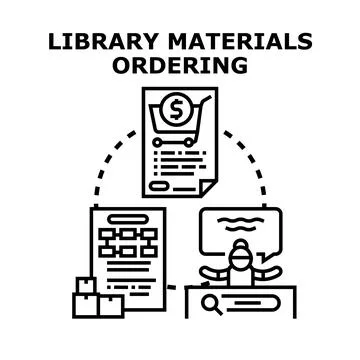 Library materials ordering process concept vector illustration Stock Illustration
