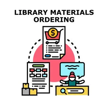 Library materials ordering process concept vector illustration Stock Illustration