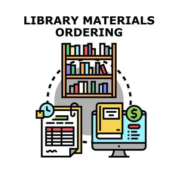 Library materials ordering process concept vector illustration Stock Illustration