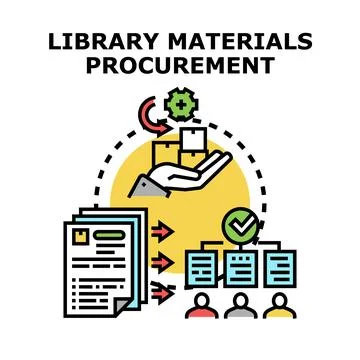 Library materials procurement process concept icon Stock Illustration