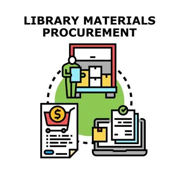 Library materials procurement process organizing acquisition and delivery Stock Illustration