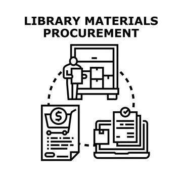 Library materials procurement process organizing acquisition and delivery Stock Illustration