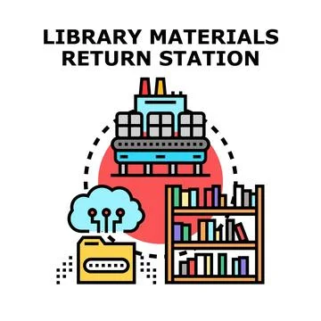Library materials return station automation concept Stock Illustration