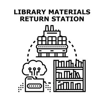 Library materials return station automation concept Stock Illustration
