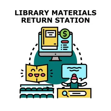 Library materials return station concept illustration Stock Illustration