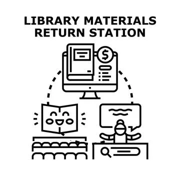 Library materials return station concept illustration Stock Illustration