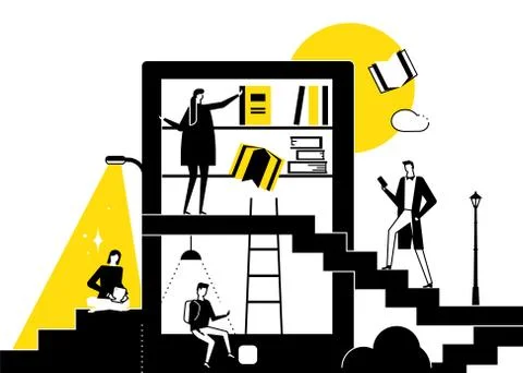 Library - modern flat design style conceptual illustration Stock Illustration