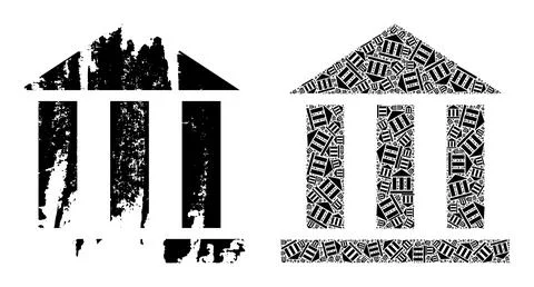 Library Office Icon Fractal Composition and Grunge Textured Icon Stock Illustration
