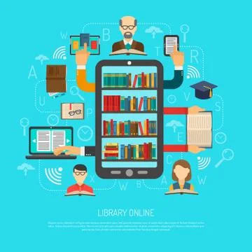 Library Online Cocept Layout Chart Print Stock Illustration