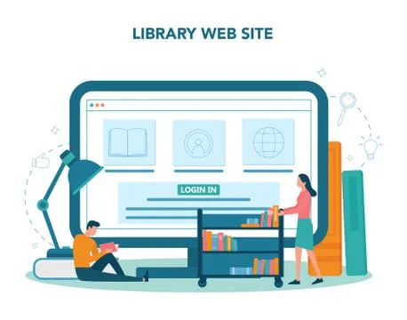 Library online service or platform. Knowledge and educatiovn idea. 스톡 일러스트