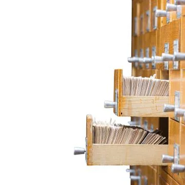 Library or archive reference card catalog. Database, knowledge base concept. Stock Photos