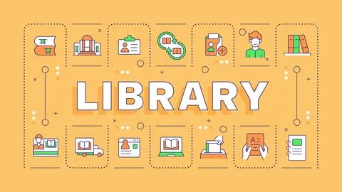 Library orange word concept 스톡 일러스트