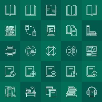 Library outline icons 스톡 일러스트