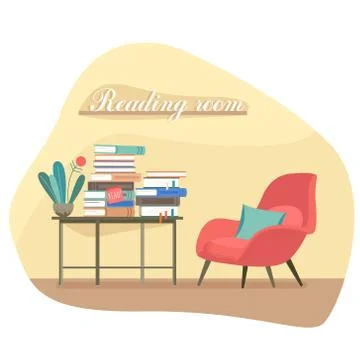 Library. place to read. reading room. back to school. student workplace Stock Illustration