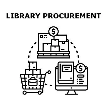 Library procurement process for acquiring resources and books Stock Illustration