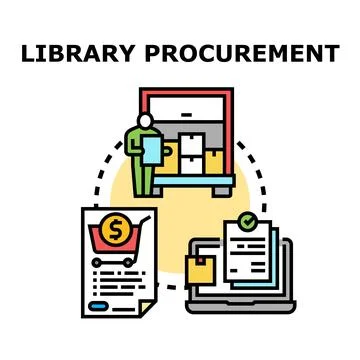 Library procurement process document delivering stock concept Stock Illustration
