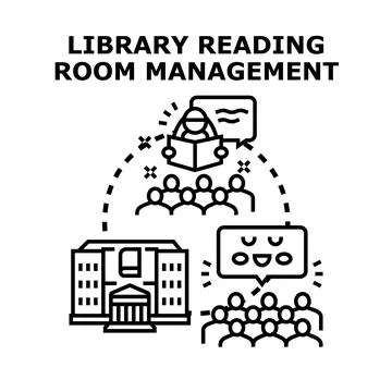 Library reading room management concept illustration Stock Illustration
