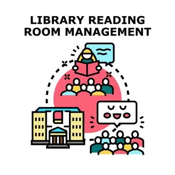 Library reading room management concept illustration Stock Illustration
