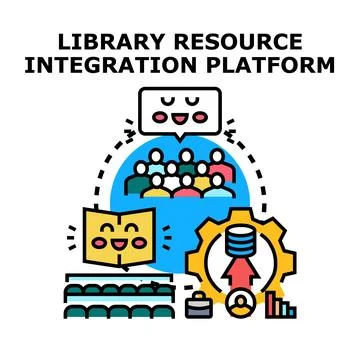 Library resource integration platform concept developing engaging content Stock Illustration